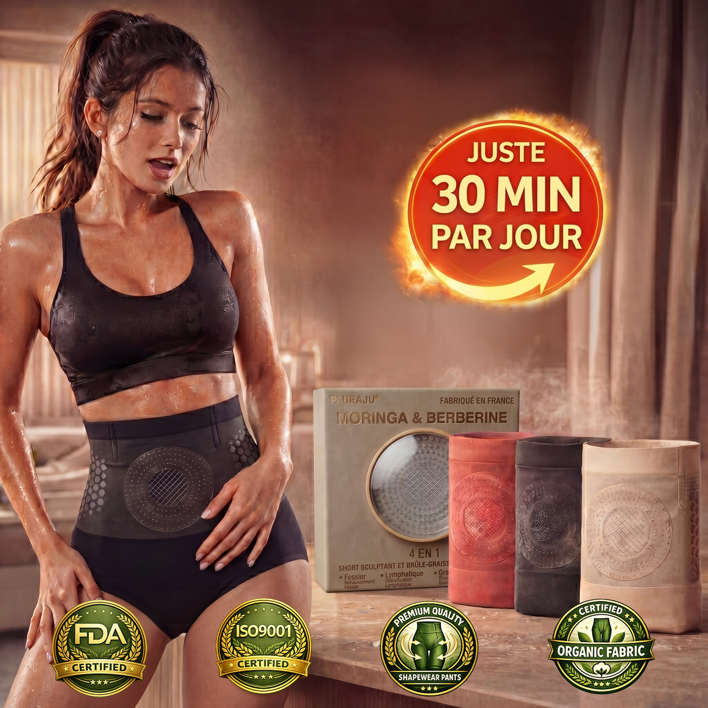 Boutique Officielle | 🔥𝐏𝐀𝐔𝐑𝐀𝐉𝐔® 2026 Short Sculptant & Brûle-Graisses 4-en-1 aux Micro-Particules de Moringa & Berbérine 🌹