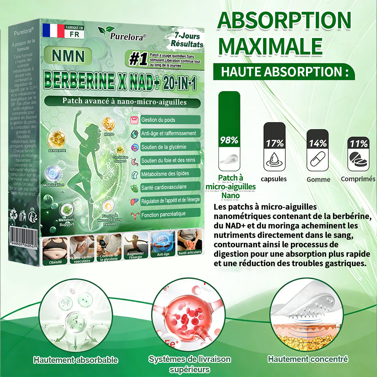 🇫🇷Pharmacie en ligne française🏥 p𝒖𝒓𝒆𝒍𝒐𝒓𝒂® NAD × 𝑬𝑮𝑪𝑮 20-𝒆𝒏-𝟏 𝐏𝐚𝙩𝙘𝙝 𝙈𝙞𝙘𝙧𝙤𝙣é𝙚𝒅𝒍𝒆 𝑨𝒗𝒂𝐧𝐜é 𝙉𝙖𝒏𝒐 (𝐔𝐧𝐞 𝐬𝐞𝐮𝐥𝐞 𝐟𝐨𝐢𝐬 𝐩𝐚𝐫 𝐣𝐨𝐮𝐫, 𝐜𝐡𝐚𝐧𝐠𝐞𝐦𝐞𝐧𝐭𝐬 𝐯𝐢𝐬𝐢𝐛𝐥𝐞𝐬 𝐞𝐧 𝟕 𝐣𝐨𝐮𝐫𝐬) ✅𝐏𝐨𝐮𝐫 𝐥’𝐨𝐛é𝐬𝐢𝐭é, 🅟🅔🅐🅤 🅡🅔🅛â🅒🅗é🅔,𝐝𝐢𝐚𝐛è𝐭𝐞, 𝐚𝐩𝐧é𝐞 𝐝𝐮 𝐬𝐨𝐦𝐦𝐞𝐢𝐥, 𝐩𝐫𝐨𝐛𝐥è𝐦𝐞𝐬 𝐚𝐫𝐭𝐢𝐜𝐮𝐥𝐚𝐢𝐫𝐞𝐬, 𝐞𝐭 𝐛𝐢𝐞𝐧 𝐩𝐥𝐮𝐬
