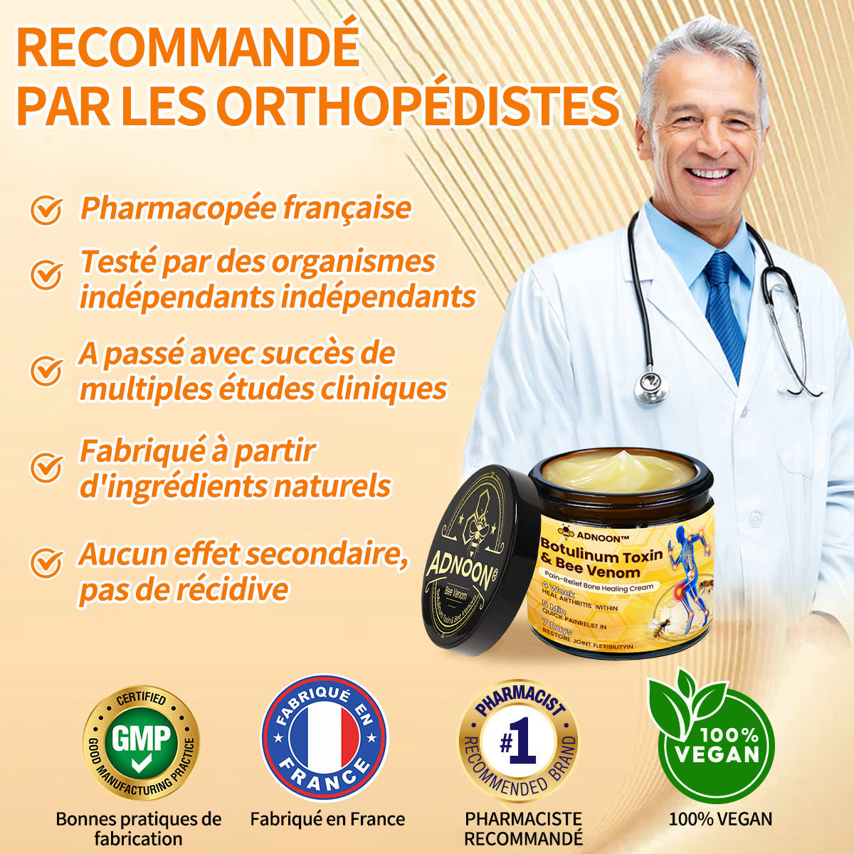 Purelora® Venin d'abeille Crème cicatrisante osseuse Pain-Relief 🐝🐝(Spécialement conçu pour les personnes âgées & Recommandé par Chirurgien)