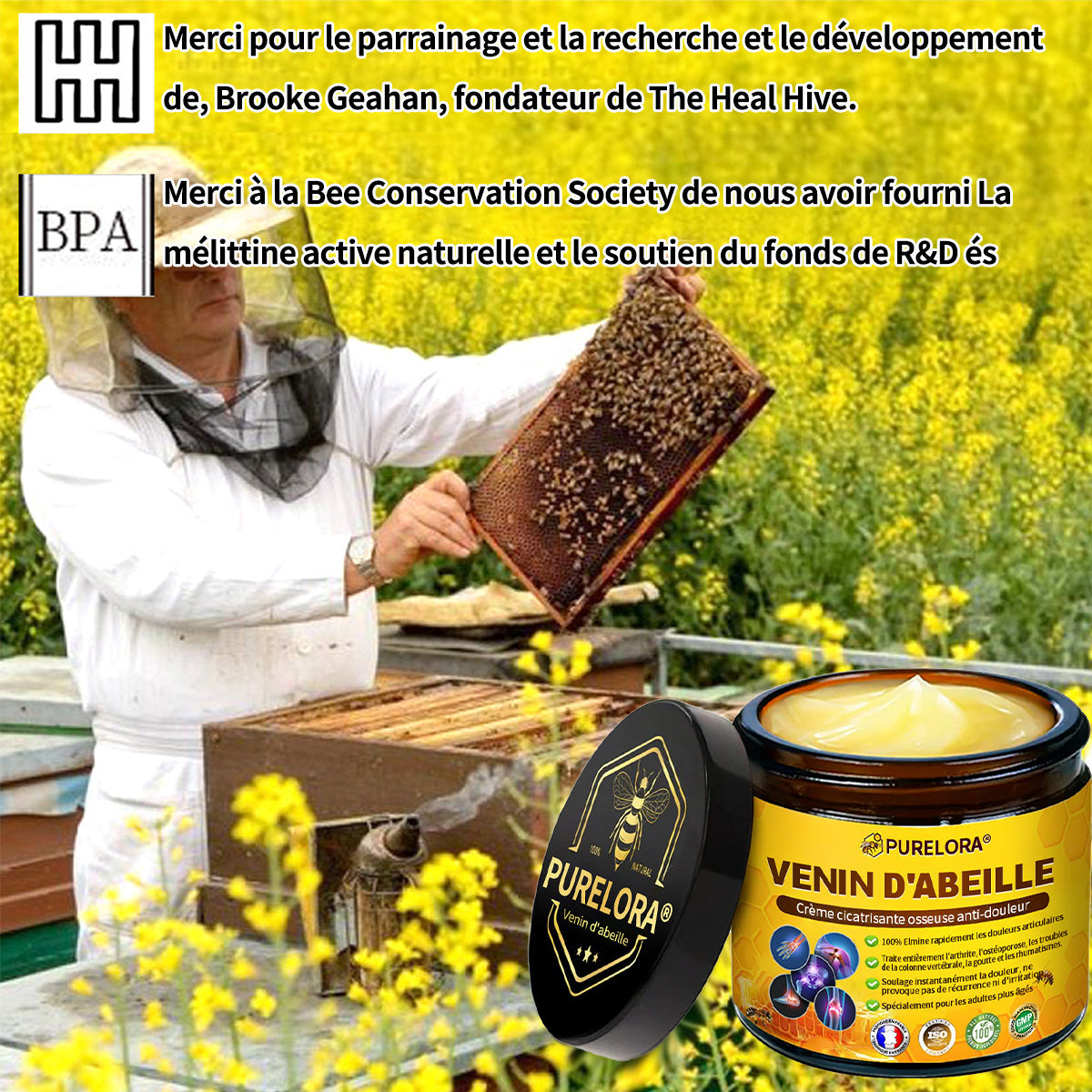 Purelora® Venin d'abeille Crème cicatrisante osseuse Pain-Relief 🐝🐝(Spécialement conçu pour les personnes âgées & Recommandé par Chirurgien)