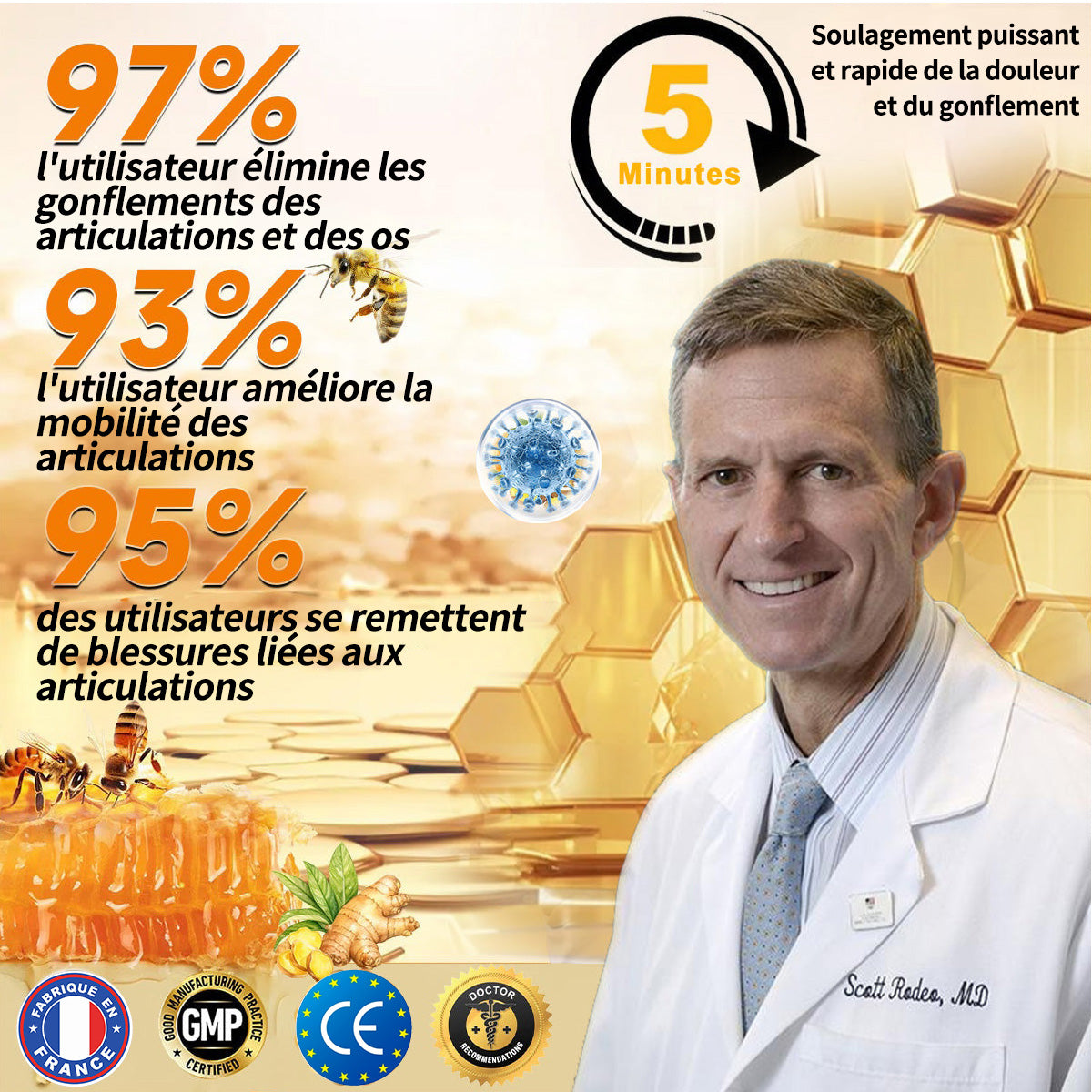 Purelora® Venin d'abeille Crème cicatrisante osseuse Pain-Relief 🐝🐝(Spécialement conçu pour les personnes âgées & Recommandé par Chirurgien)