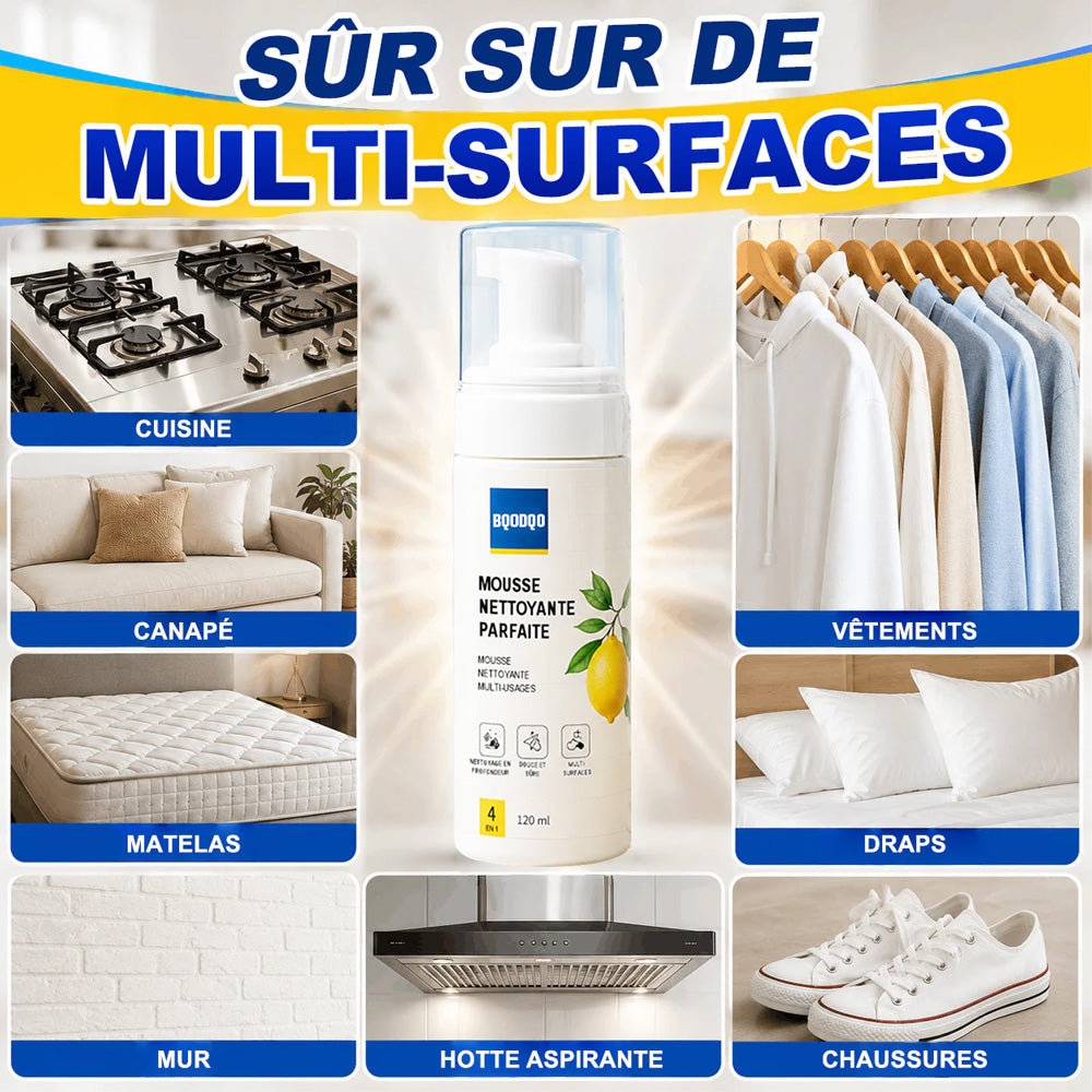DERNIER JOUR : -60 % | Mousse Nettoyante Sans Rinçage — Vaporisez, Essuyez, C'est Propre !