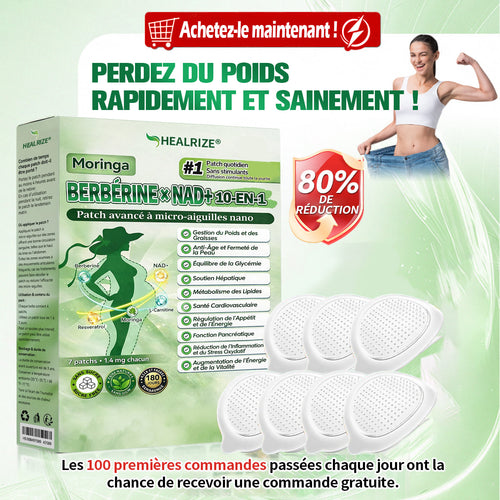 Magasin Officiel |  Healrize® Moringa & Bérbérine 10-en-1 Patch Nanomicro-aiguilles Avancé👩‍⚕️ (Une application quotidienne, résultats visibles en 7 jours)🌼 Obésité, Diabète, Apnée du sommeil, Problèmes articulaires