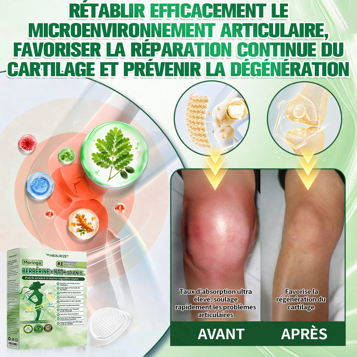 Magasin Officiel |  Healrize® Moringa & Bérbérine 10-en-1 Patch Nanomicro-aiguilles Avancé👩‍⚕️ (Une application quotidienne, résultats visibles en 7 jours)🌼 Obésité, Diabète, Apnée du sommeil, Problèmes articulaires