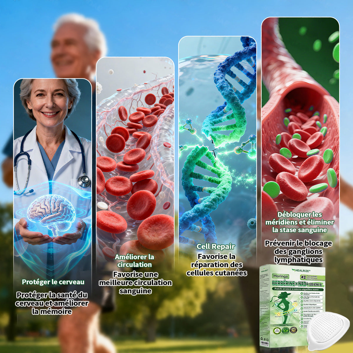Magasin Officiel |  Healrize® Moringa & Bérbérine 10-en-1 Patch Nanomicro-aiguilles Avancé👩‍⚕️ (Une application quotidienne, résultats visibles en 7 jours)🌼 Obésité, Diabète, Apnée du sommeil, Problèmes articulaires